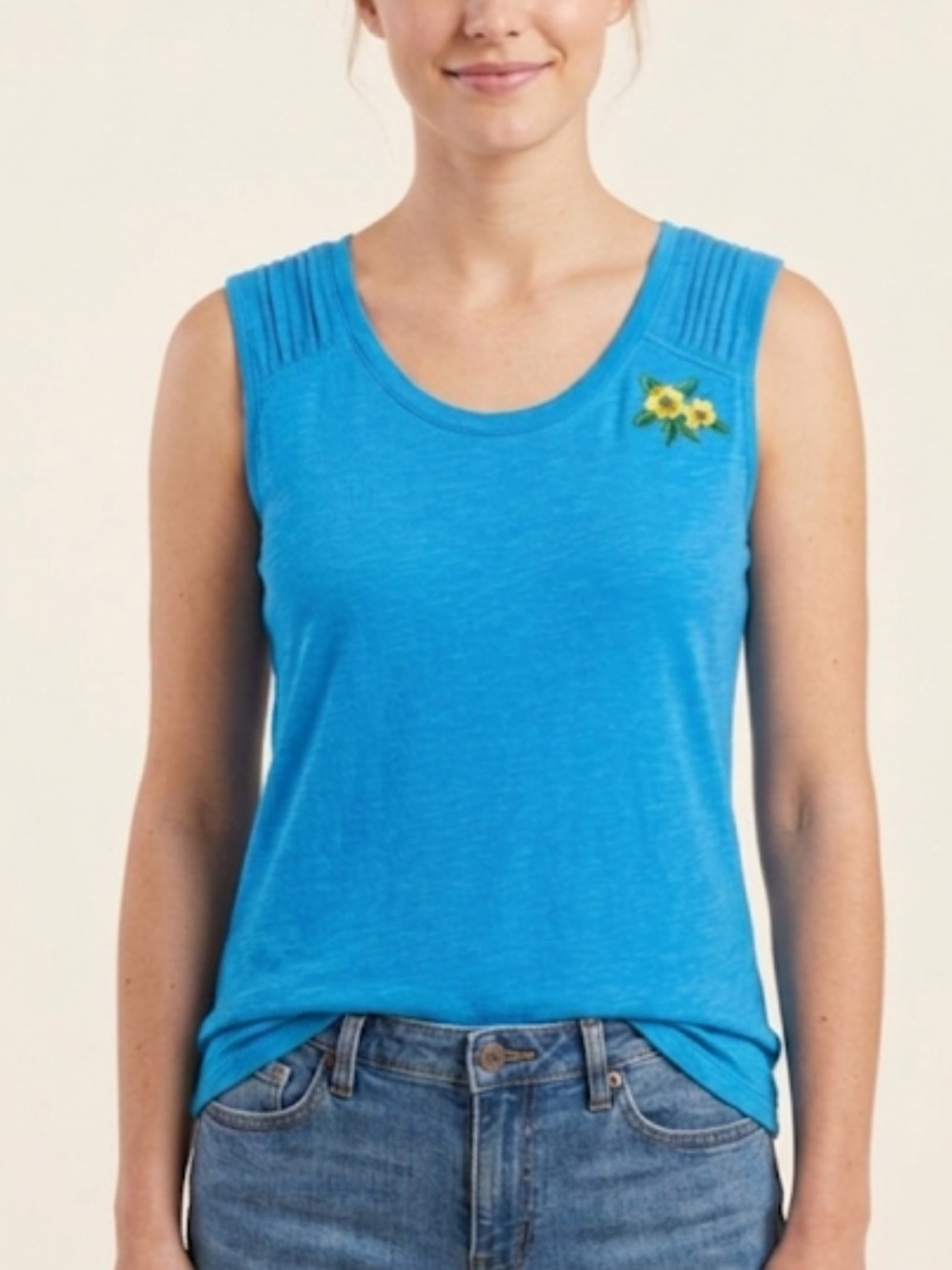 MAVI Embroidered Cotton Blend Tank Top